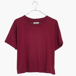 Madewell Maroon Boxy Crop Top NWT
